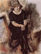 Jules Pascin Younger man wearing hat oil painting